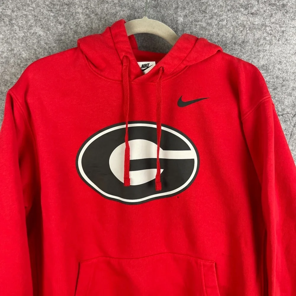 Nike Georgia Bulldogs Sweatshirt Mens Large Red NCAA Football Pullover Hoodie